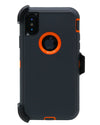 WallSkiN Turtle Series Cases for iPhone X (Only) Tough Protection with Kickstand & Holster - Charcoal (Dark Grey/Orange)