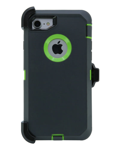 WallSkiN Turtle Series Cases for iPhone 7 / iPhone 8 (Only) Full Body Protection with Kickstand & Holster - The Oxbow (Dark Grey/Green)