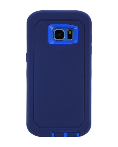 WallSkiN Turtle Series Cases for Samsung Galaxy S7 Edge (Only) Tough Protection with Kickstand & Holster - Midnight (Navy Blue/Blue)