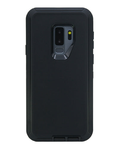 WallSkiN Turtle Series Cases for Samsung Galaxy S9 Plus / Galaxy S9+ (Only) Tough Protection with Kickstand & Holster - Shadow (Black/Black)