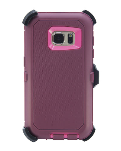 WallSkiN Turtle Series Cases for Samsung Galaxy S7 (Only) Tough Protection with Kickstand & Holster - Cardinal (Raspberry/Lava)