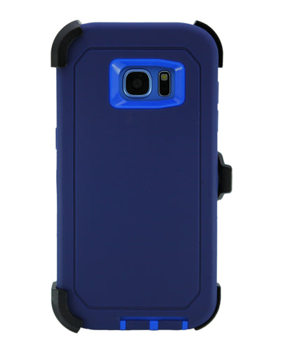WallSkiN Turtle Series Cases for Samsung Galaxy S7 Edge (Only) Tough Protection with Kickstand & Holster - Midnight (Navy Blue/Blue)