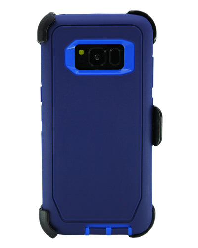 WallSkiN Turtle Series Cases for Samsung Galaxy S8 (Only) Tough Protection with Kickstand & Holster - Midnight (Navy Blue/Blue)