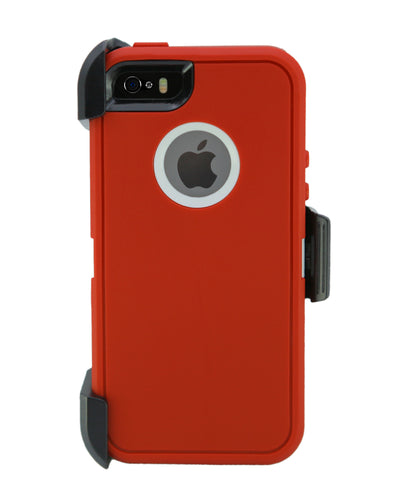 WallSkiN Turtle Series Cases for iPhone 5/5S/5SE (Only) Full Body Protection with Kickstand & Holster - Garnet (Red/White)