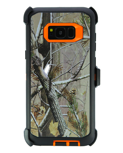 WallSkiN Turtle Series Cases for Samsung Galaxy S8 Plus (Only) Tough Protection with Kickstand & Holster - Pinus (Tree Bough/Orange)