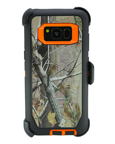 WallSkiN Turtle Series Cases for Samsung Galaxy S8 (Only) Tough Protection with Kickstand & Holster - Pinus (Tree Bough/Orange)