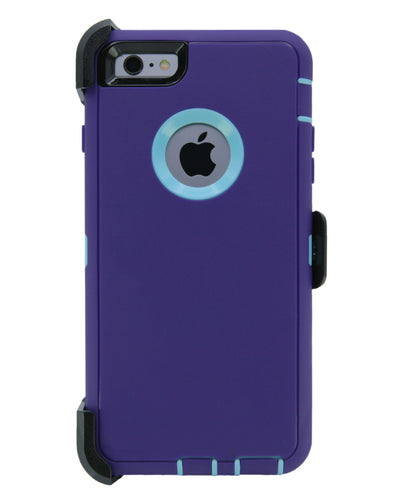 WallSkiN Turtle Series Cases for iPhone 6 / iPhone 6S (Only) Full Body Protection with Kickstand & Holster - Ambition (Purple/Beau Blue)