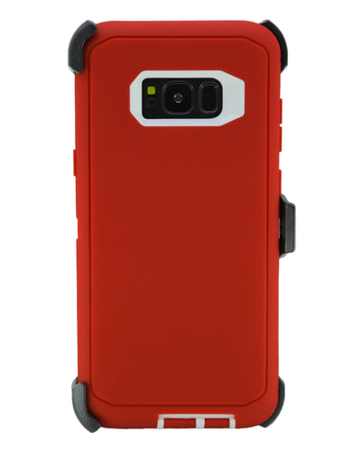 WallSkiN Turtle Series Cases for Samsung Galaxy S8 Plus (Only) Tough Protection with Kickstand & Holster - Garnet (Red/White)