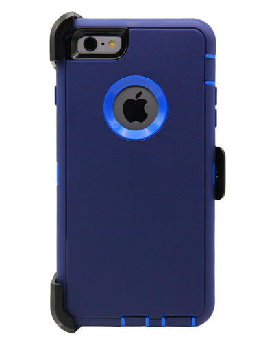 WallSkiN Turtle Series Cases for iPhone 6 Plus / iPhone 6S Plus (Only) Full Body Protection with Kickstand & Holster - Midnight (Navy Blue/Blue)