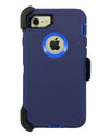 WallSkiN Turtle Series Cases for iPhone 7 / iPhone 8 (Only) Full Body Protection with Kickstand & Holster - Midnight (Navy Blue/Blue)