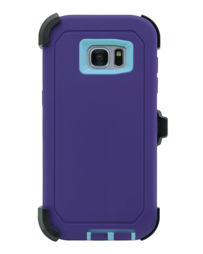 WallSkiN Turtle Series Cases for Samsung Galaxy S7 Edge (Only) Tough Protection with Kickstand & Holster - Ambition (Purple/Beau Blue)