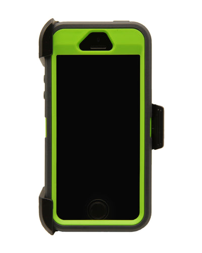 WallSkiN Turtle Series Cases for iPhone 5/5S/5SE (Only) Full Body Protection with Kickstand & Holster - The Oxbow (Dark Grey/Green)
