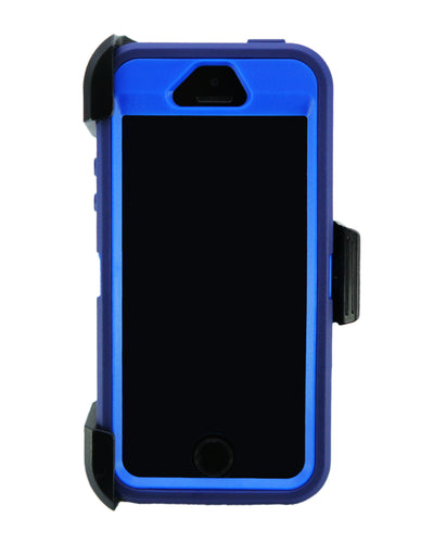 WallSkiN Turtle Series Cases for iPhone 5/5S/5SE (Only) Full Body Protection with Kickstand & Holster - Midnight (Navy Blue/Blue)