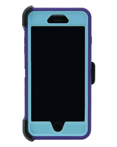 WallSkiN Turtle Series Cases for iPhone 6 Plus / iPhone 6S Plus (Only) Full Body Protection with Kickstand & Holster - Ambition (Purple/Beau Blue)