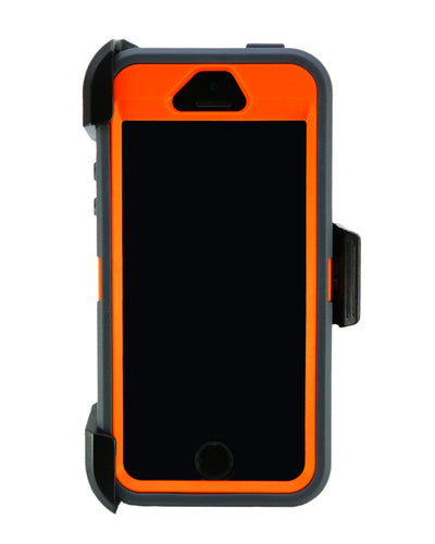 WallSkiN Turtle Series Cases for iPhone 5/5S/5SE (Only) Full Body Protection with Kickstand & Holster - Charcoal (Dark Grey/Orange)