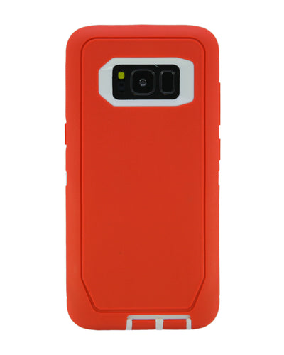 WallSkiN Turtle Series Cases for Samsung Galaxy S8 (Only) Tough Protection with Kickstand & Holster - Garnet (Red/White)