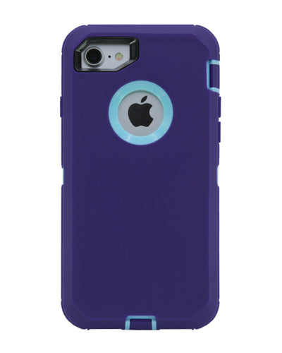WallSkiN Turtle Series Cases for iPhone 7 / iPhone 8 (Only) Full Body Protection with Kickstand & Holster - Ambition (Purple/Beau Blue)