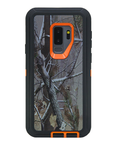 WallSkiN Turtle Series Cases for Samsung Galaxy S9 Plus / Galaxy S9+ (Only) Tough Protection with Kickstand & Holster - Pinus (Tree Bough/Orange)