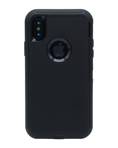 WallSkiN Turtle Series Cases for iPhone X (Only) Tough Protection with Kickstand & Holster - Shadow (Black/Black)