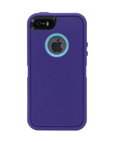 WallSkiN Turtle Series Cases for iPhone 5/5S/5SE (Only) Full Body Protection with Kickstand & Holster - Ambition (Purple/Beau Blue)