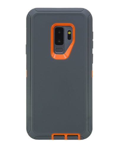 WallSkiN Turtle Series Cases for Samsung Galaxy S9 Plus / Galaxy S9+ (Only) Tough Protection with Kickstand & Holster - Passion (Grey/Orange)