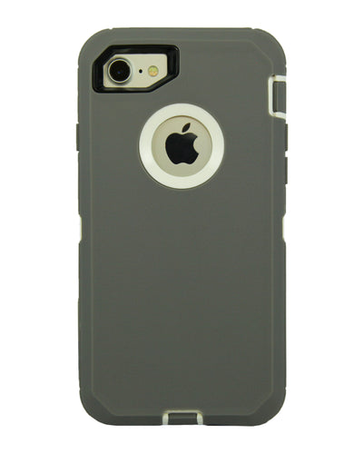 WallSkiN Turtle Series Cases for iPhone 7 / iPhone 8 (Only) Full Body Protection with Kickstand & Holster - Grey Parrot (Grey/White)