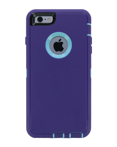 WallSkiN Turtle Series Cases for iPhone 6 Plus / iPhone 6S Plus (Only) Full Body Protection with Kickstand & Holster - Ambition (Purple/Beau Blue)