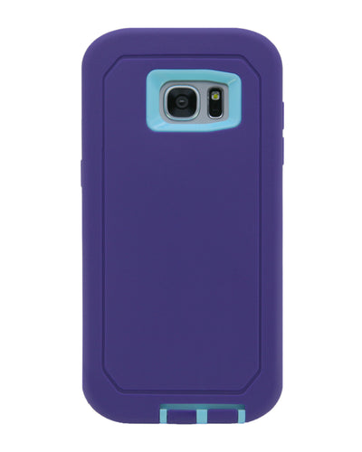 WallSkiN Turtle Series Cases for Samsung Galaxy S7 Edge (Only) Tough Protection with Kickstand & Holster - Ambition (Purple/Beau Blue)