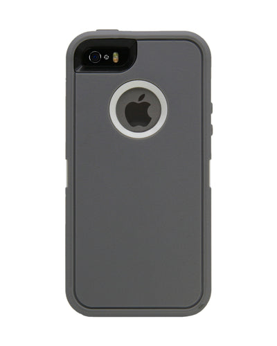 WallSkiN Turtle Series Cases for iPhone 5/5S/5SE (Only) Full Body Protection with Kickstand & Holster - Passion (Grey/White)