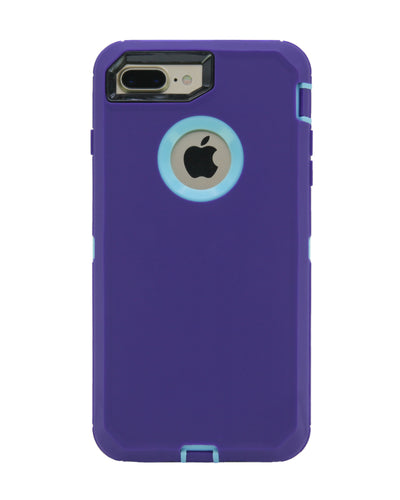 WallSkiN Turtle Series Cases for iPhone 7 Plus / iPhone 8 Plus (Only) Full Body Protection with Kickstand & Holster - Ambition (Purple/Beau Blue)