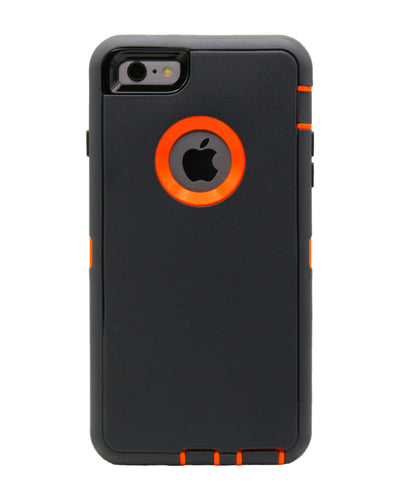 WallSkiN Turtle Series Cases for iPhone 6 Plus / iPhone 6S Plus (Only) Full Body Protection with Kickstand & Holster - Charcoal (Dark Grey/Orange)