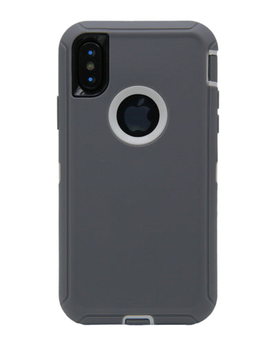 WallSkiN Turtle Series Cases for iPhone X (Only) Tough Protection with Kickstand & Holster - French Grey (Grey/White)