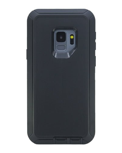 WallSkiN Turtle Series Cases for Samsung Galaxy S9 (Only) Tough Protection with Kickstand & Holster - Shadow (Black/Black)