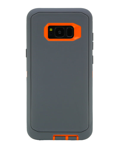 WallSkiN Turtle Series Cases for Samsung Galaxy S8 Plus (Only) Tough Protection with Kickstand & Holster - French Gey (Grey/Orange)