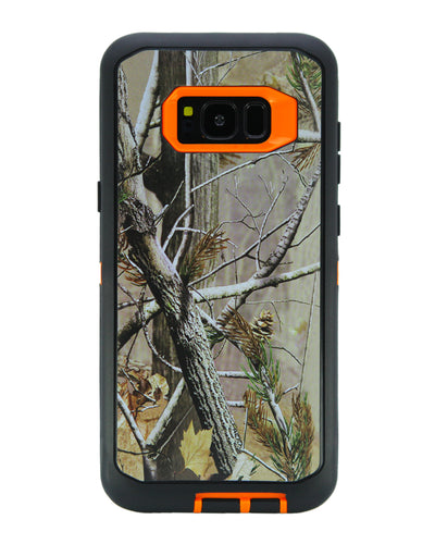 WallSkiN Turtle Series Cases for Samsung Galaxy S8 Plus (Only) Tough Protection with Kickstand & Holster - Pinus (Tree Bough/Orange)