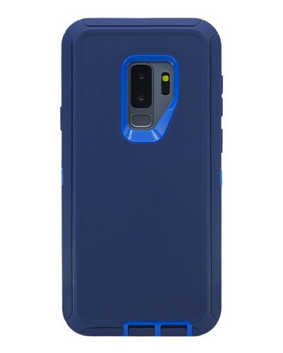 WallSkiN Turtle Series Cases for Samsung Galaxy S9 Plus / Galaxy S9+ (Only) Tough Protection with Kickstand & Holster - Midnight (Navy Blue/Blue)