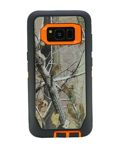 WallSkiN Turtle Series Cases for Samsung Galaxy S8 (Only) Tough Protection with Kickstand & Holster - Pinus (Tree Bough/Orange)