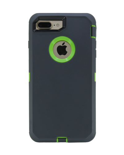 WallSkiN Turtle Series Cases for iPhone 7 Plus / iPhone 8 Plus (Only) Full Body Protection with Kickstand & Holster - The Oxbow (Dark Grey/Green)