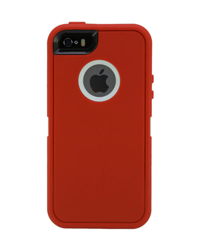 WallSkiN Turtle Series Cases for iPhone 5/5S/5SE (Only) Full Body Protection with Kickstand & Holster - Garnet (Red/White)