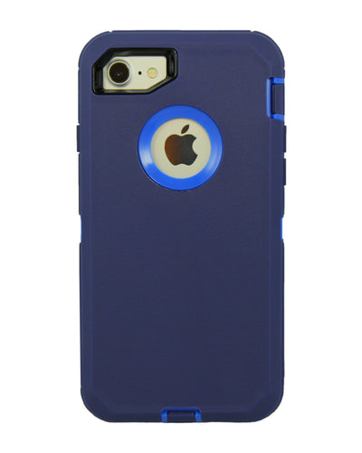 WallSkiN Turtle Series Cases for iPhone 7 / iPhone 8 (Only) Full Body Protection with Kickstand & Holster - Midnight (Navy Blue/Blue)