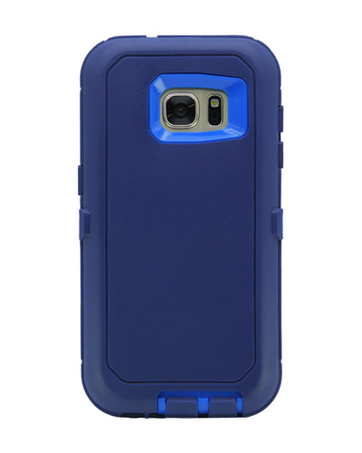 WallSkiN Turtle Series Cases for Samsung Galaxy S7 (Only) Tough Protection with Kickstand & Holster - Midnight (Navy Blue/Blue)