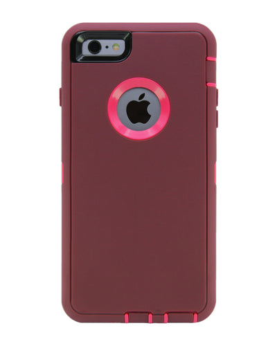 WallSkiN Turtle Series Cases for iPhone 6 / iPhone 6S (Only) Full Body Protection with Kickstand & Holster - Cardinal (Raspberry/Lava)