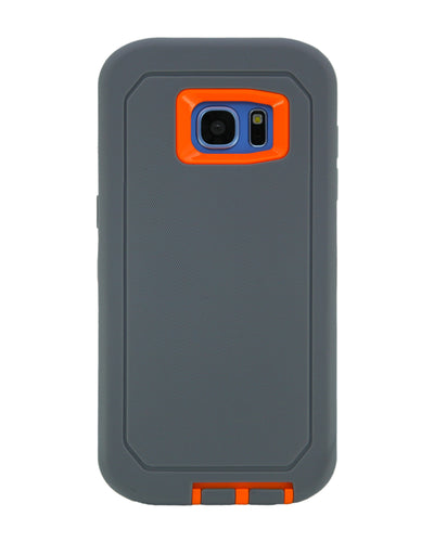 WallSkiN Turtle Series Cases for Samsung Galaxy S7 Edge (Only) Tough Protection with Kickstand & Holster - French Gey (Grey/Orange)