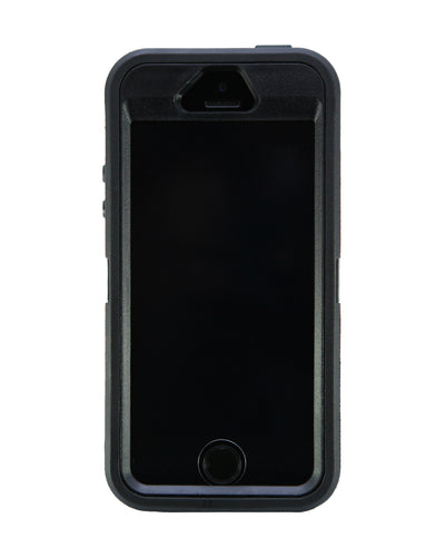 WallSkiN Turtle Series Cases for iPhone 5/5S/5SE (Only) Full Body Protection with Kickstand & Holster - Shadow (Black/Black)