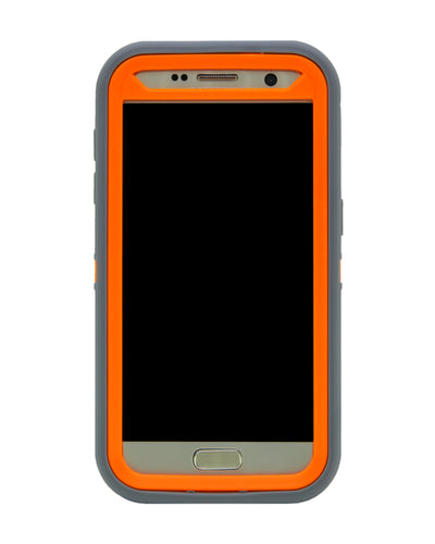 WallSkiN Turtle Series Cases for Samsung Galaxy S7 (Only) Tough Protection with Kickstand & Holster - French Gey (Grey/Orange)